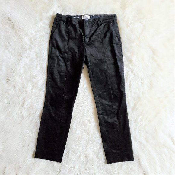 Anthropologie Essential Slim Black Velvet Pants 4 - Picture 4 of 16